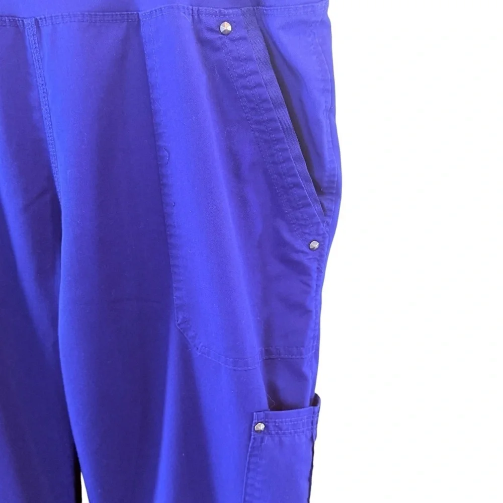 Healing Hands Tori Scrub Pants Womens Medium Blue Good Yoga Purple Label